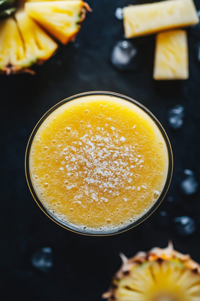 Zesty Pineapple Ginger Immunity Smoothie Sprinkled with Shredded Coconut – A Bright and Refreshing Vegan Smoothie Recipe Packed with Vitamin C and Anti-Inflammatory Benefits